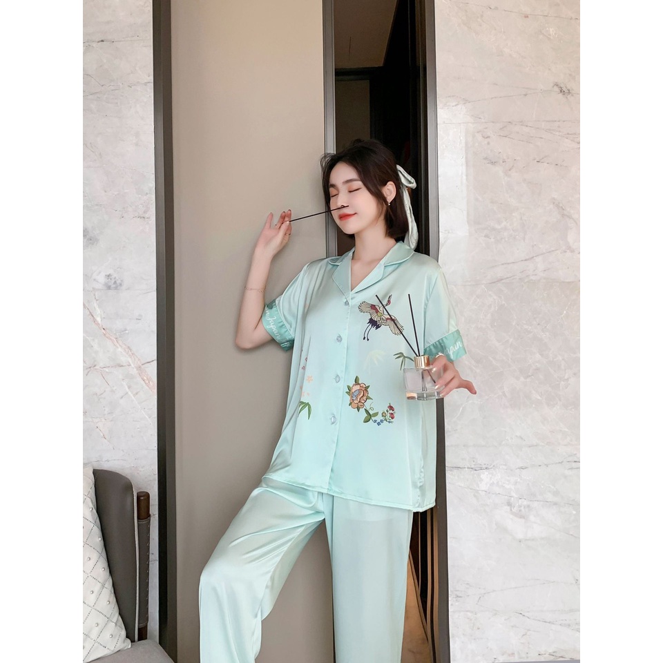 bộ ngủ, bộ pijama Ice Silk Ladies Homewear 2021 Sang trọng, thanh lịch có thể được mặc bên ngoài Chất Lụa Siêu Mềm | BigBuy360 - bigbuy360.vn