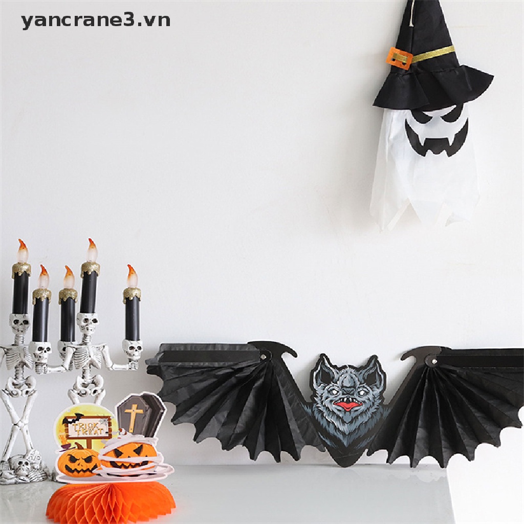 Lồng Đèn Giấy Treo Trang Trí Họa Tiết Tổ Ong / Nhện / Dơi / Bí Ngô Dịp Halloween 3.vn