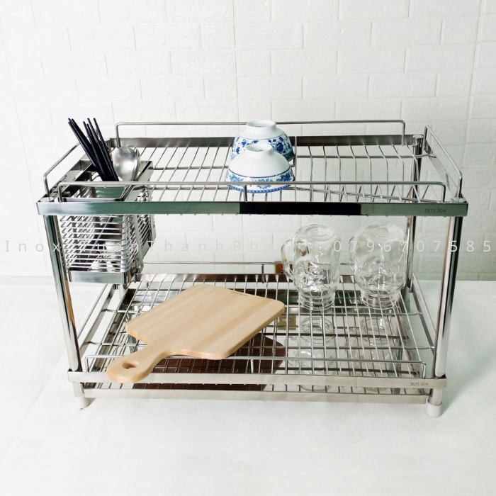 Kệ chén 2 tầng INOX 304 CAO CẤP - Kệ úp bát Inox Tuấn Thành Phát