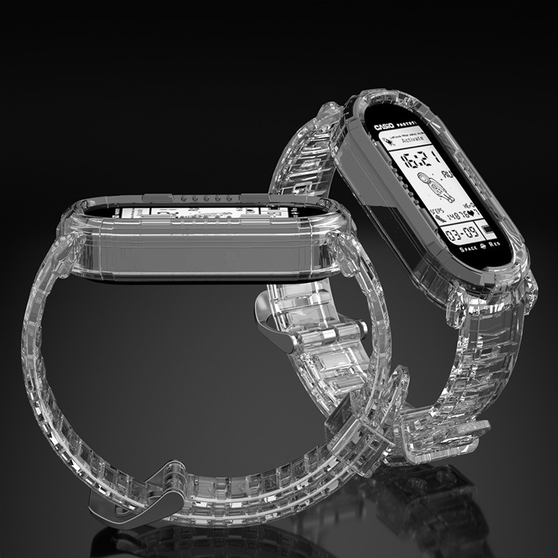 Dây Đeo Silicone Trong Suốt Cho Đồng Hồ Thông Minh Xiaomi Mi Band 7 6 3 4 5 NFC Mi Band 6 5 4