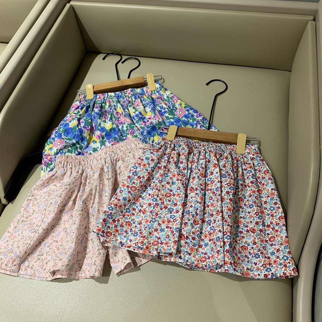 Quần váy cho bé họa tiết hoa nhí size đại chất thô cotton siêu mát chân váy xếp li cho bé gái