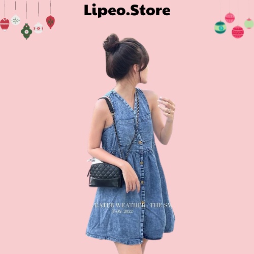 Váy- Yếm Babydoll ba lỗ Denim xoè style Ulzzang
