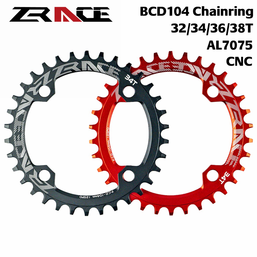 ZRACE BCD104 32/34/36/38T MTB Mountain Bike Bicycle Round/Oval Narrow Wide Chainring Liên kết chuỗi xe đạp bánh xe xích