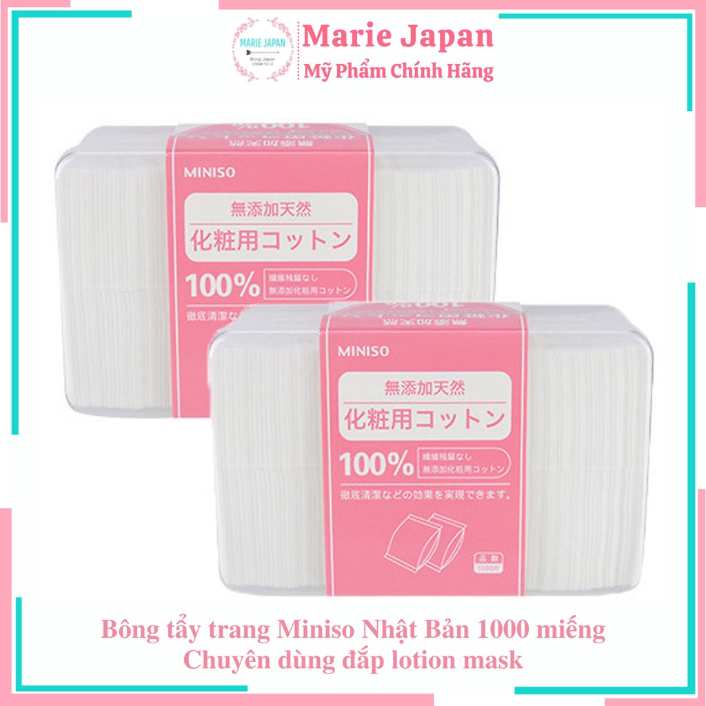 Bông Tẩy Trang Miniso Chuyên Đắp Lotion Mask Nhật Bản - Hộp 1000 Miếng