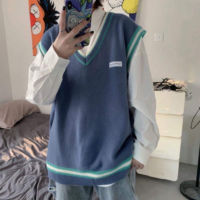 Áo khoác len không tay cổ chữ v phong cách Hàn quốc cho cặp đôi