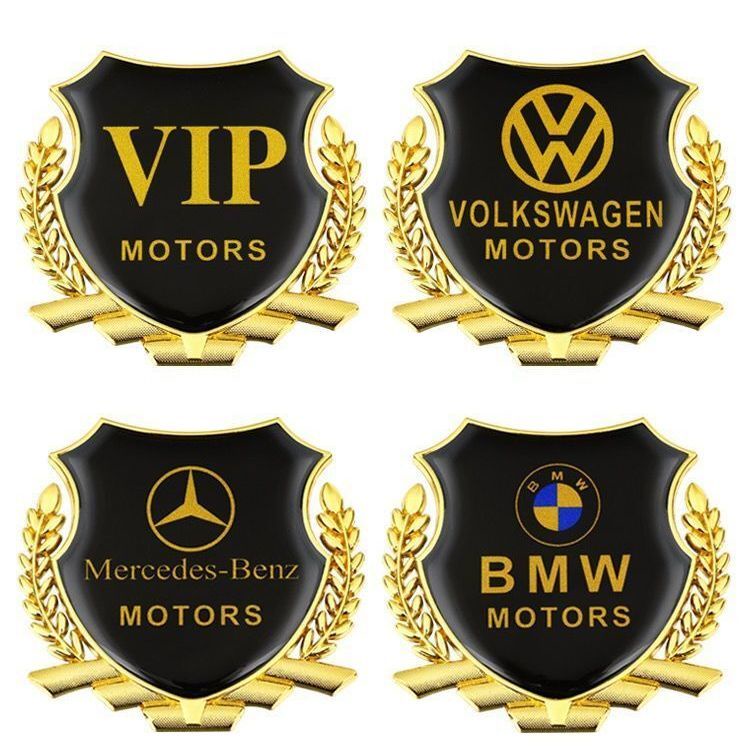 Bộ 2 Miếng Dán logo VIP Bằng Kim Loại Ba Chiều Sáng Tạo Trang Trí Xe Hơi