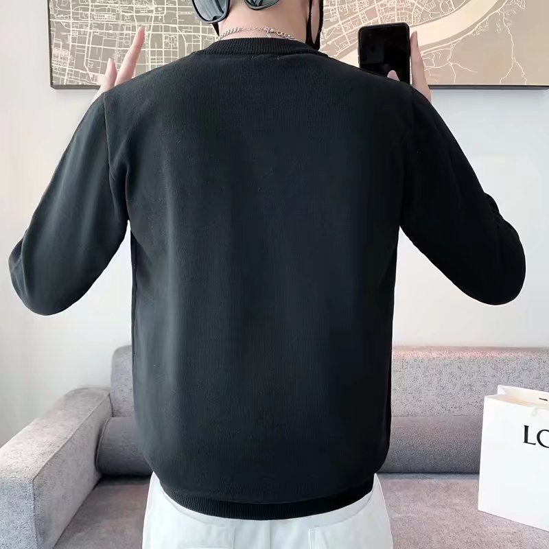 Áo Sweater Dệt Kim Tay Dài Cổ Tròn Dáng Ôm Thời Trang Xuân Thu Cao Cấp Cho Nam