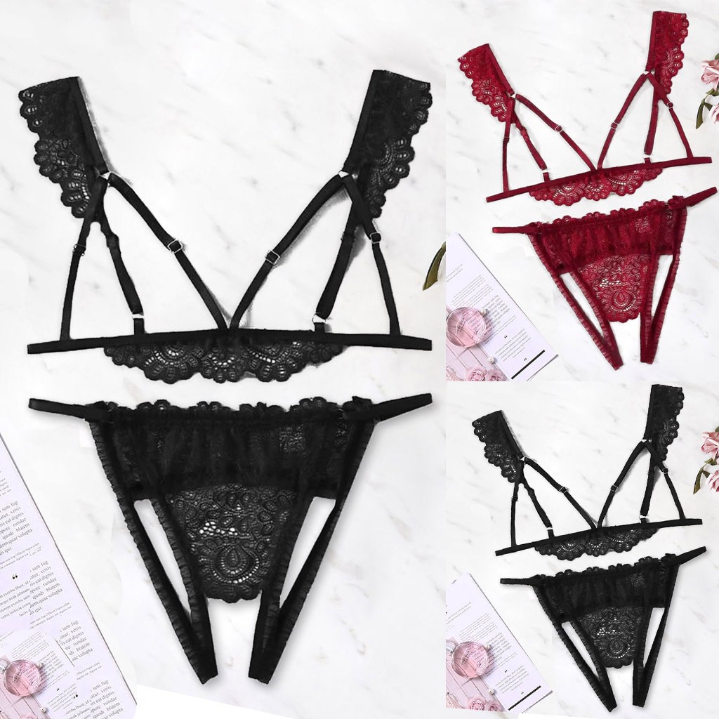 Bộ Đồ Lót Cổ Chữ V Khoét Lỗ + Quần Lọt Khe Thời Trang Size S-2Xl Cho Nữ | BigBuy360 - bigbuy360.vn