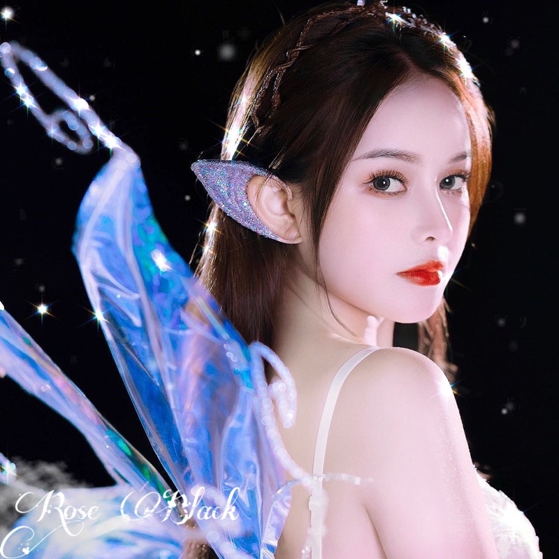 (Loại 1 không rơi kim tuyến) 1 đôi tai giả đính nhũ bling, tai giả phụ kiện cosplay mã U-99