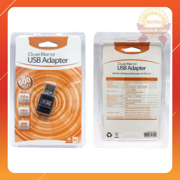 [Hàng xịn] USB thu phát sóng wifi 5Ghz 600Mbps 3.0 RTL8811AU không dây cho pc laptop điện thoại