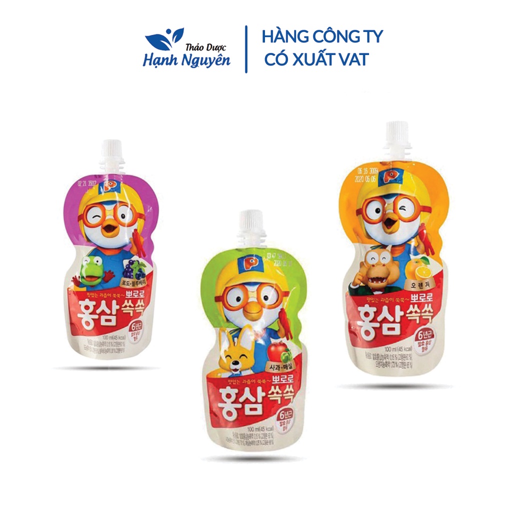 Nước hồng sâm hoa quả Baby Pororo Hàn Quốc (nước trái cây) 100ml