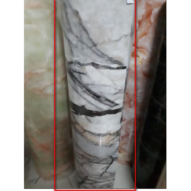 Cuộn 5M PVC giấy dán tường khổ 60cm (có sẵn keo dán) – ĐÁ HOA CƯƠNG NỨT NỀN TRẮNG OA007