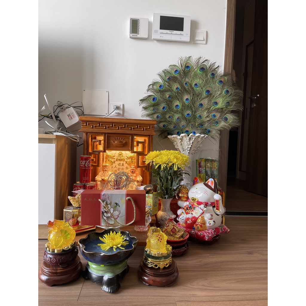 Bình Lá Dáng Cao Cắm Lông Công 40cm-25cm-15cm