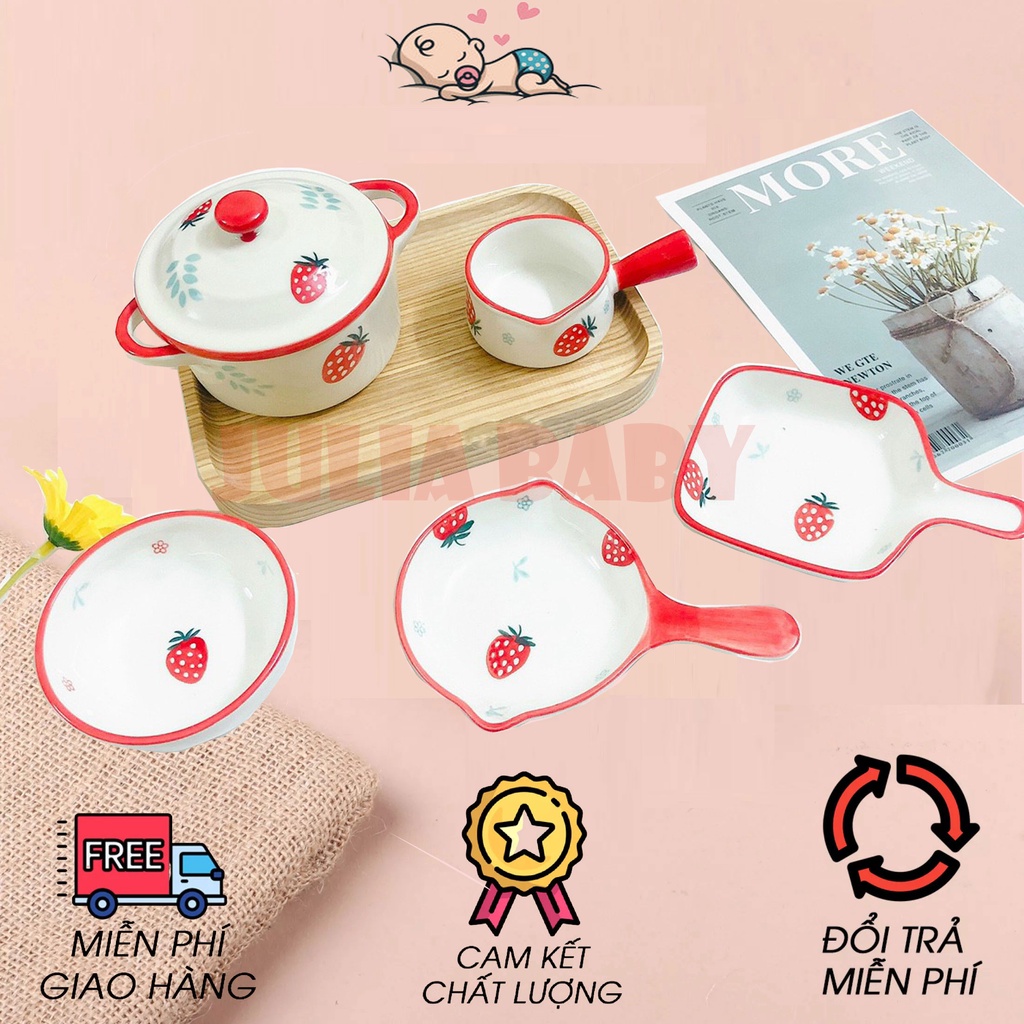 Bộ Bát Sứ Ăn Dặm Cho Bé , Chén Ăn Dặm Kiểu Nhật Hình Hoa Quả Đáng yêu