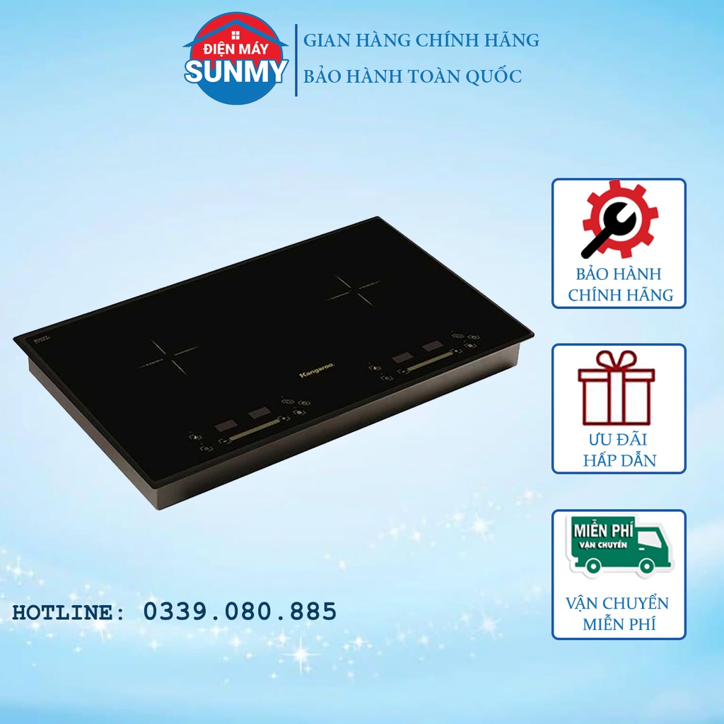 Bếp từ đôi lắp âm Kangaroo KG856i bảng điều khiển cảm ứng Touch – Slider hiện đại, an toàn