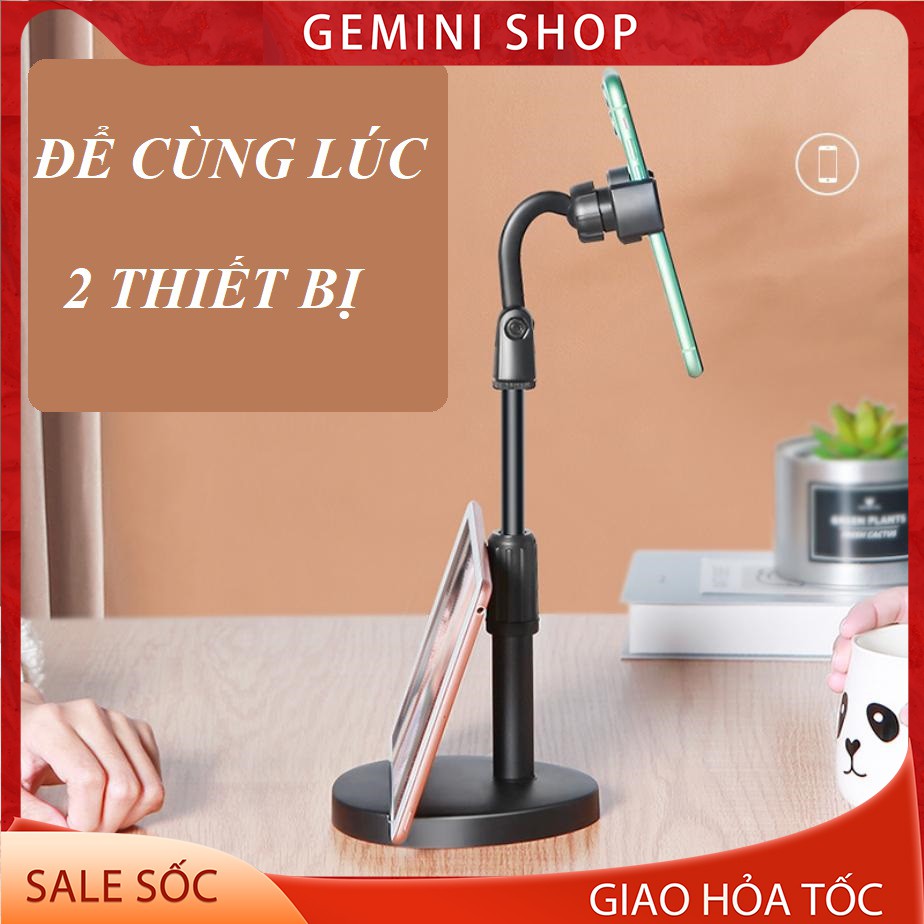 Giá Đỡ Kẹp Điện Thoại livestream xem video mã D30 để bàn điều chỉnh cao từ 24cm - 31cm xoay 360 độ GEMINI SHOP