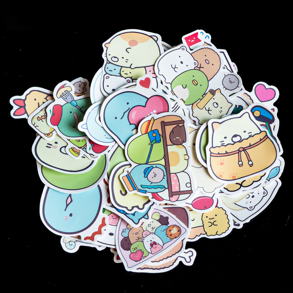 Sticker kawaii bộ 50 sticker chống nước lâu phai trang trí laptop, mũ bảo hiểm, đàn, guitar, ukelele, macbook,điện thoại