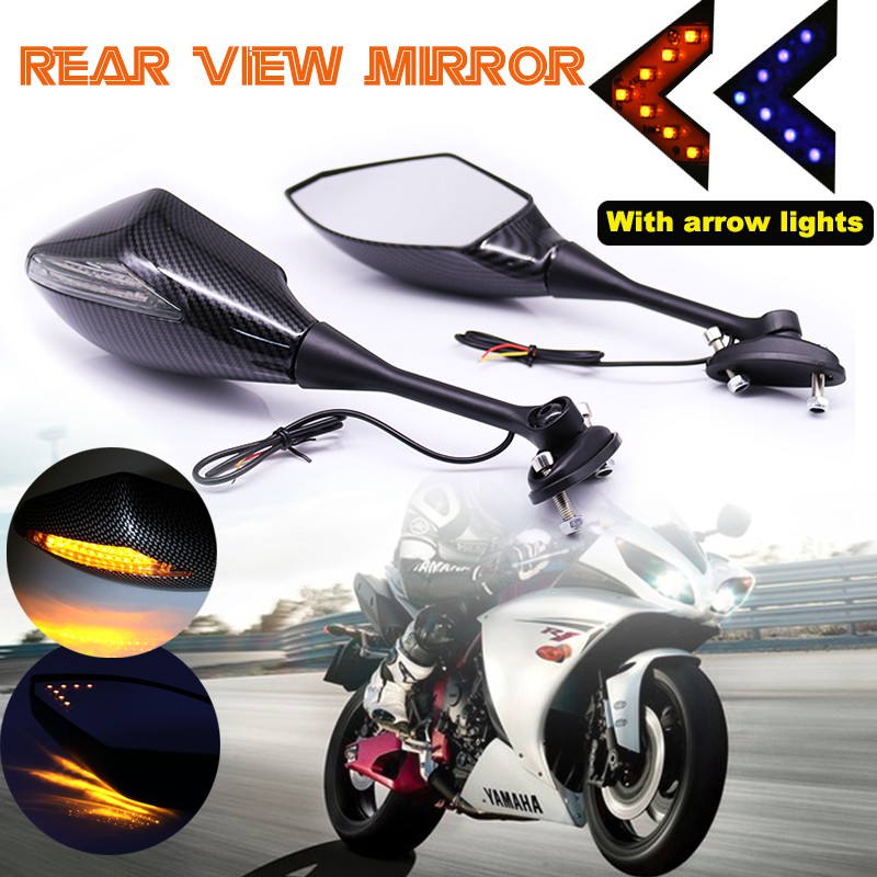 LED Turn Signal Indicators Motorcycle Rearview Side Mirrors Retro viseur Clignotants Moto For Honda CBR 250 600 900 1000