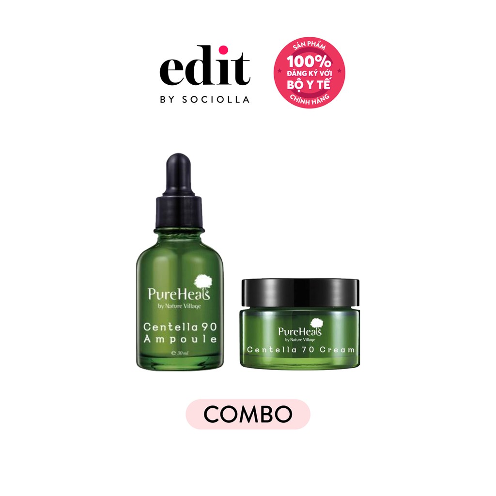 Combo tinh chất (30ml) và kem dưỡng (50ml) PUREHEAL'S cấp ẩm và cải thiện da chiết xuất Rau Má