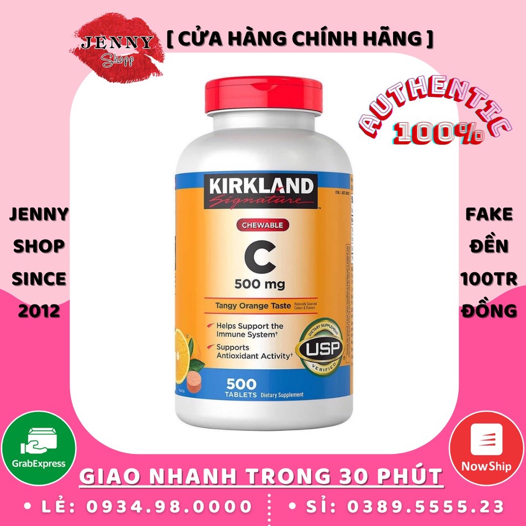 Kẹo Ngậm Bổ Sung Vitamin C Kirkland Signature 500mg Hộp 500 Viên