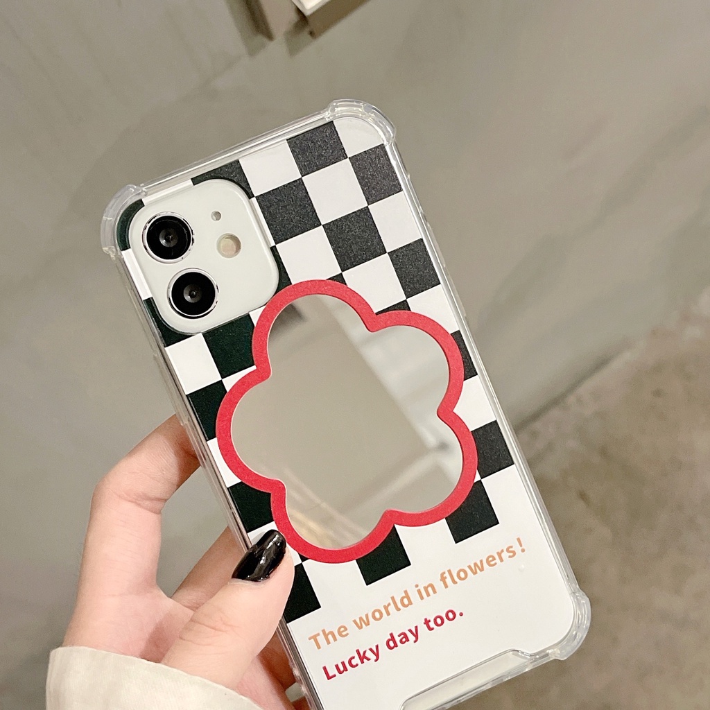 Ốp lưng iphone Ốp Điện Thoại Silicone tpu Có Gương Cho Iphone 11ProMax 12ProMax 14pro Plus Xr Xs Max 14pro 8 Plus Se 2020 13ProMax 13MINI 14 Dinuo case