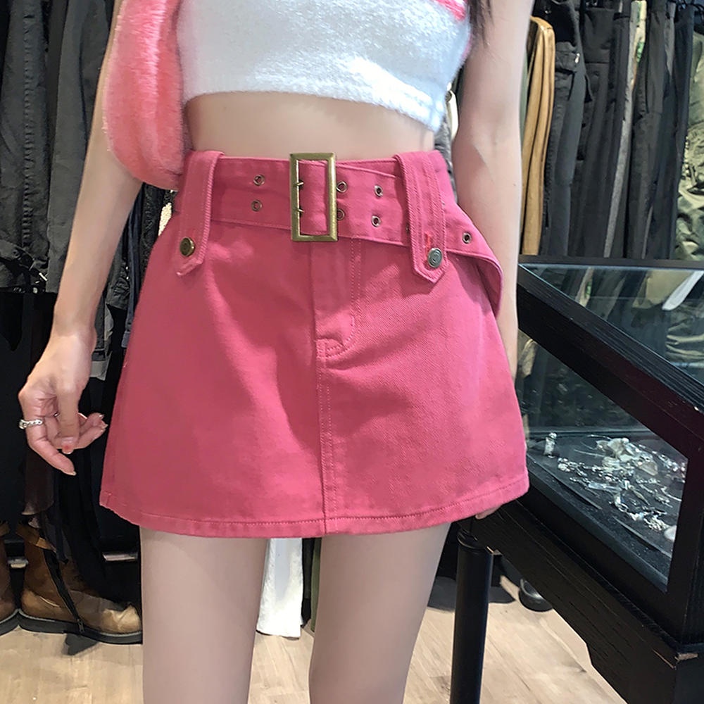 Quần Short Denim Giả Váy Chữ A Lưng Cao Phong Cách Mới 50036