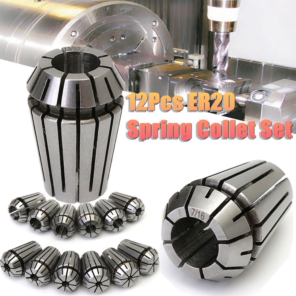 12Pcs ER20 1/8"-1/2" Spring Collet Set for CNC Milling Engraving Machine Lathe | BigBuy360 - bigbuy360.vn