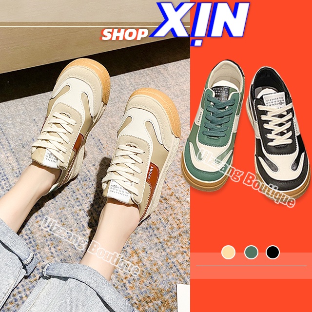 Giày thể thao canvas đế bằng buộc dây nhiều màu sắc thời trang cho nữ