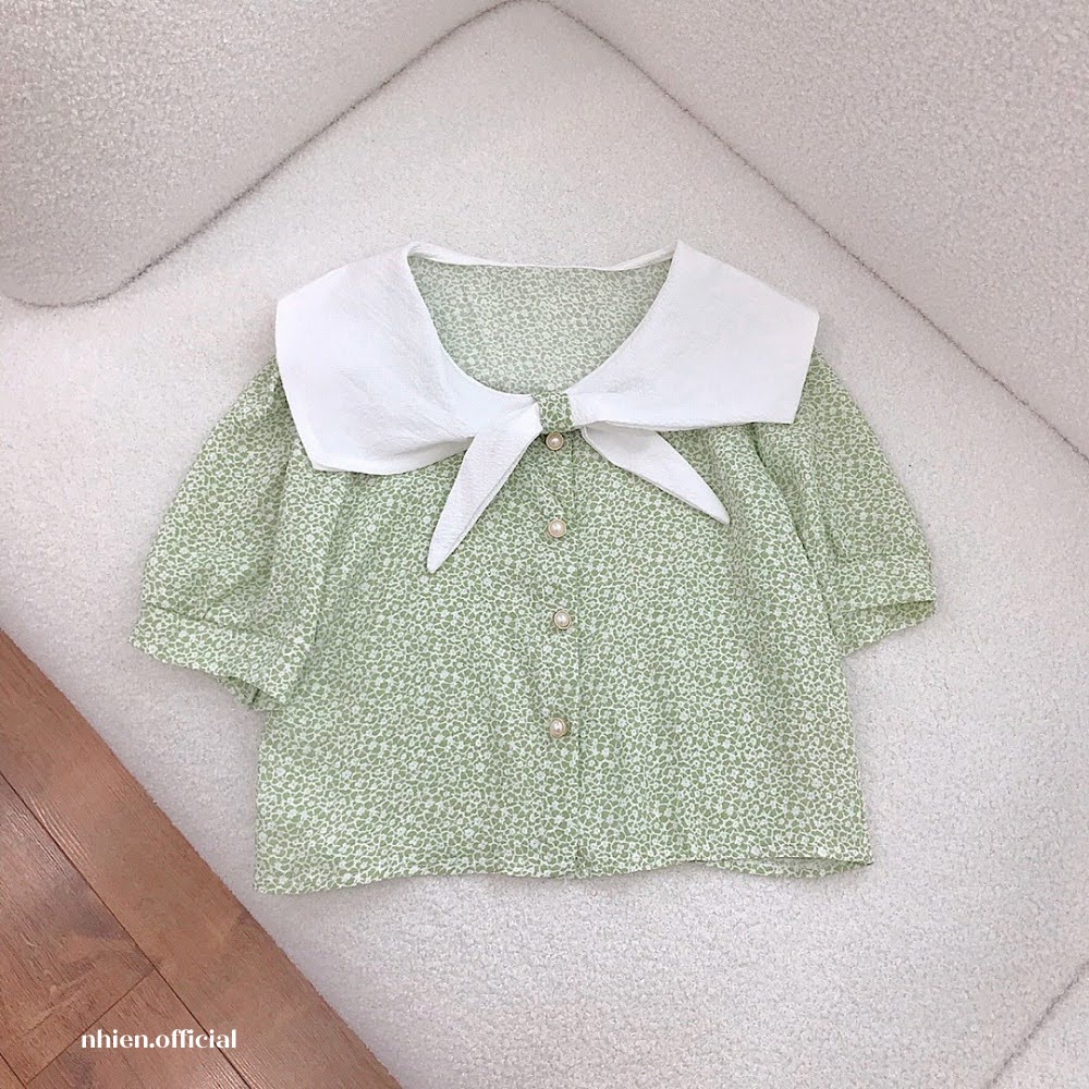 Áo Kiểu Nữ Hoa Thắt Nơ_Nhienvintage BA46