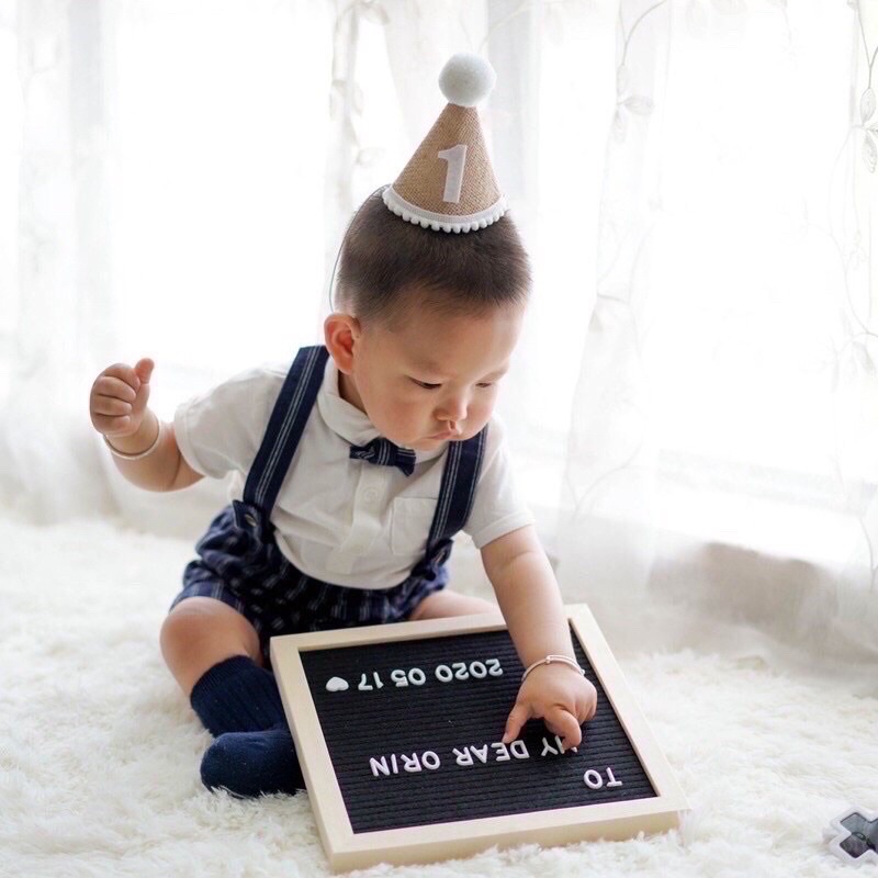 Mũ sinh nhật chóp số 1,2,3, 100 cho bé