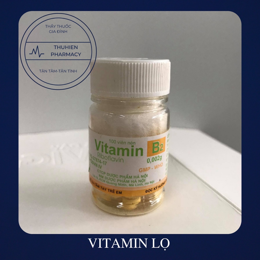 CÁC VITAMIN DẠNG LỌ Vitamin B1, Vitamin B2, Vitamin B6, Vitamin PP, Vitamin C (Lọ 100 viên)