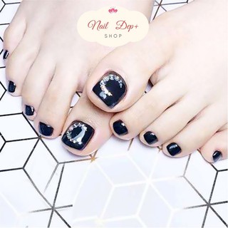Set 24 móng chân gỉa đính đá màu đen sang chảnh - nail đẹp+ m1122