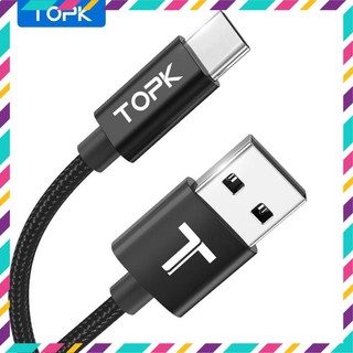 Cáp sạc TOPK AN18 cổng Type-C và Micro USB cho Iphone Samsung Xiaomi Redmi Note 7 2.4A 1m tpchm