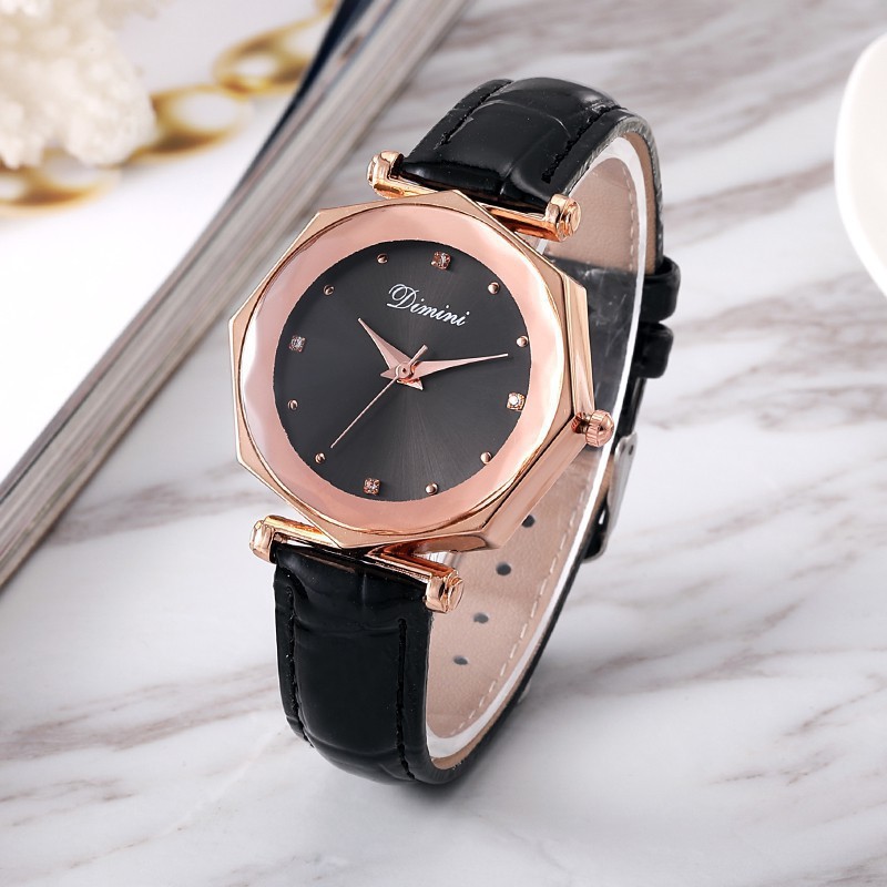Đồng Hồ Nữ DIMINI 2088 Mặt 3D Mặt Bát Giác Dây Da Bóng Trẻ Trung Thời Trang | BigBuy360 - bigbuy360.vn