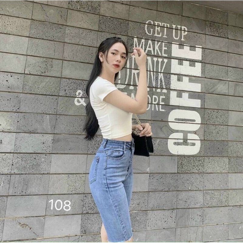 Quần jean ngố lưng cao co giãn đẹp | BigBuy360 - bigbuy360.vn