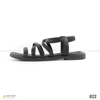 822 Sandal bệt  mymy shoes da lì quai chéo chun sau