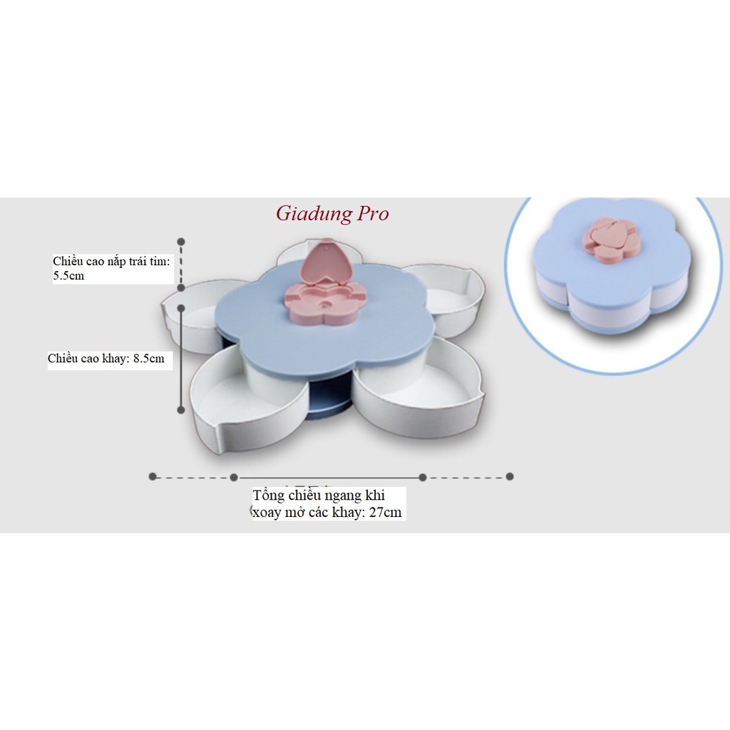 Khay Đựng Mứt Tết 1 Tầng Xoay 360 Độ Có Kèm Giá Đỡ Điện Thoại/Hộp Đựng Mứt Decor Tết 2021- Lae_store21