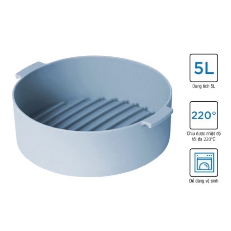 [LOCK&amp;LOCK]KHAY SILLICON DÀNH CHO NỒI CHIÊN KHÔNG DẦU VÀ LÒ VI SÓNG 3.5L,5L-CKB003BLU-CKB002BLU