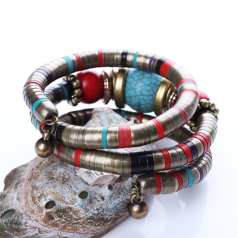 Vòng đeo tay đá ngọc lam nhân tạo phong cách Boho đẹp mắt