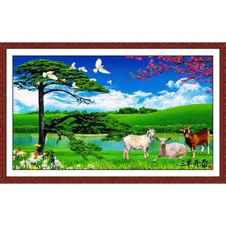 Tranh dán tường HD Ba con dê Tam Dương Khai Thái HUD0205K KT 80 x 50 cm