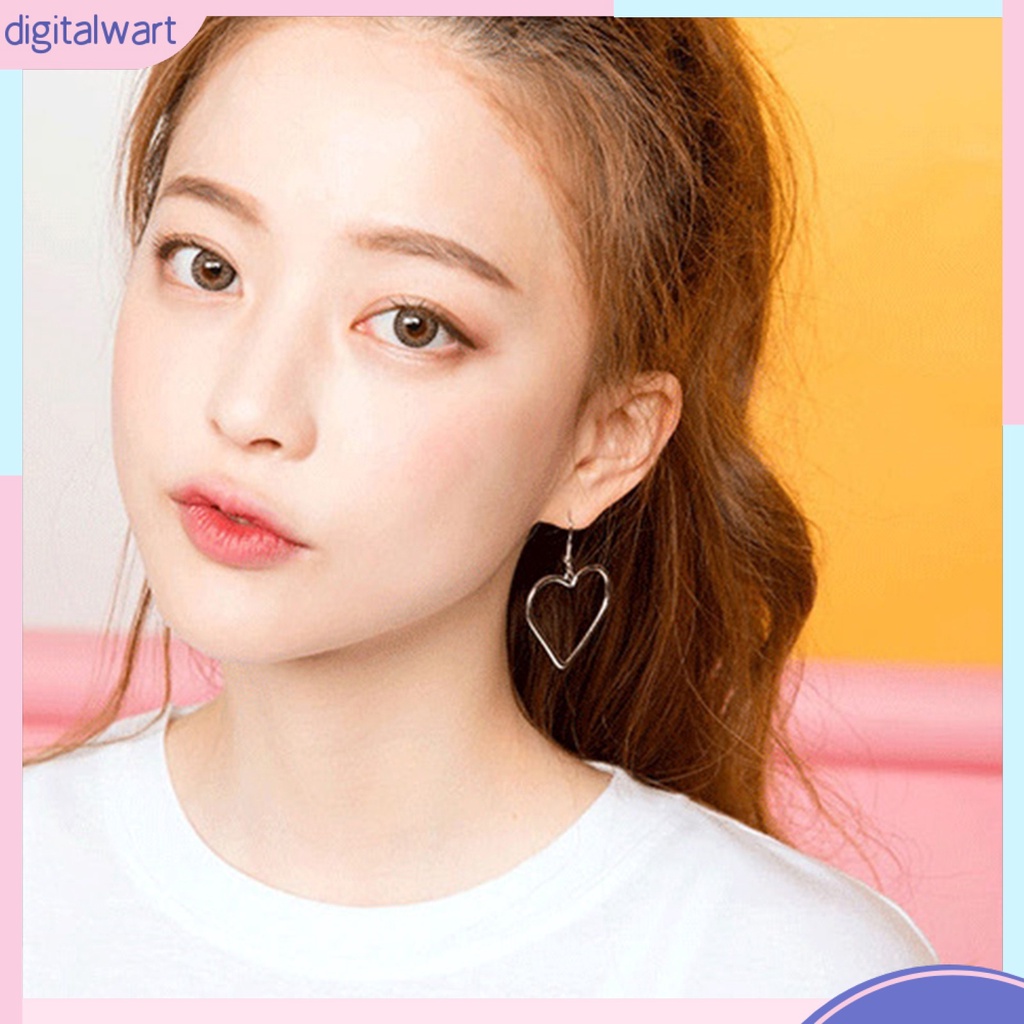 Dg✌❤ 1 Đôi Bông Tai Hình Trái Tim Rỗng Thời Trang Dành Cho Nữ