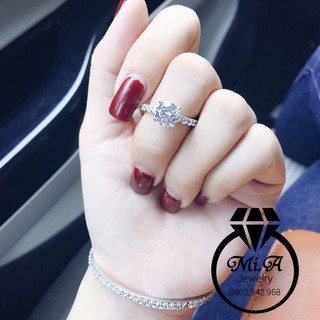 Nhẫn bạc ý 925 cao cấp hột mỹ nhân tạo Mã N078 | Mi.A Trang sức bạc