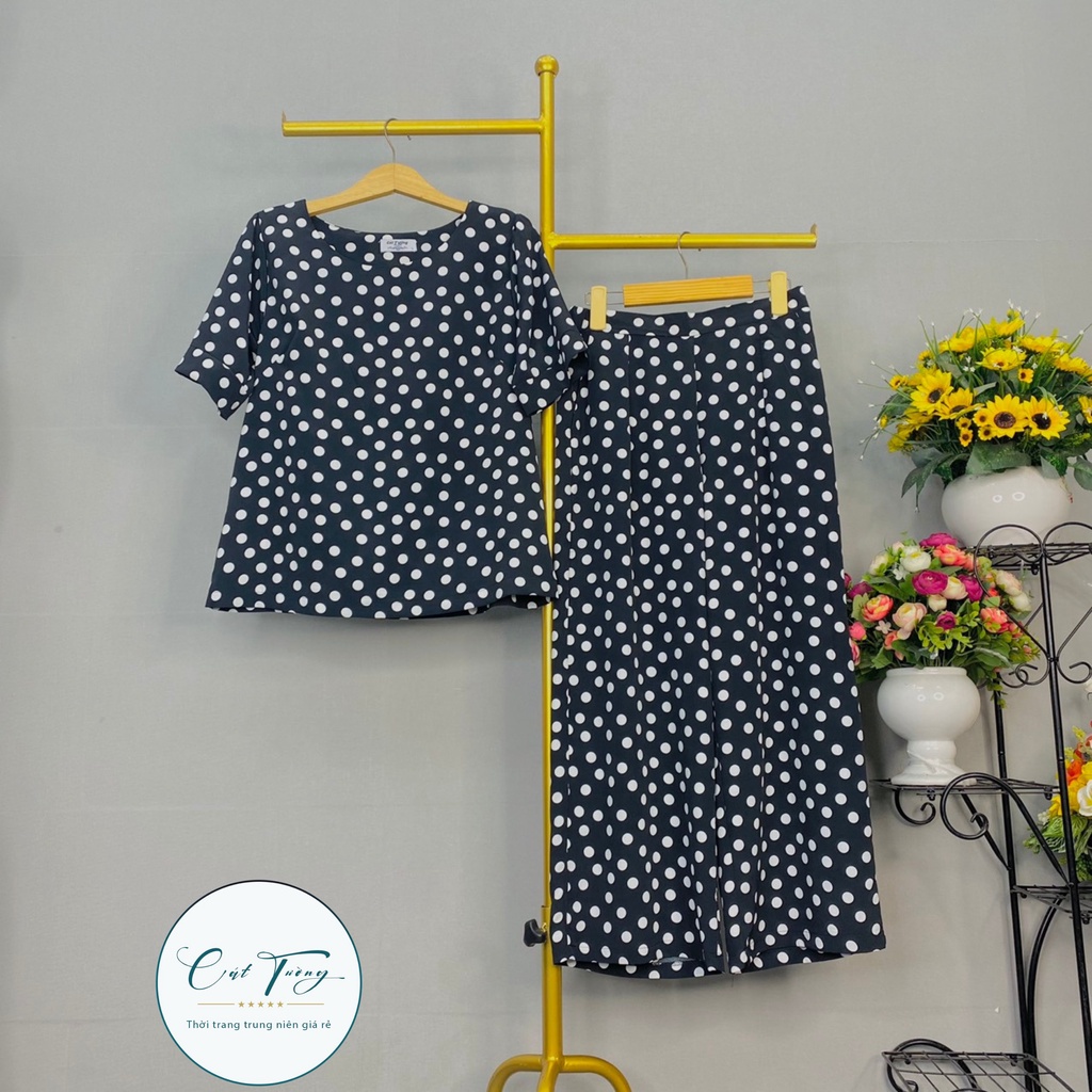 Đồ bộ trung niên cho mẹ cho bà chất vải cao cấp mịn mát, trẻ trung &amp; lịch sự - Bộ bi đen