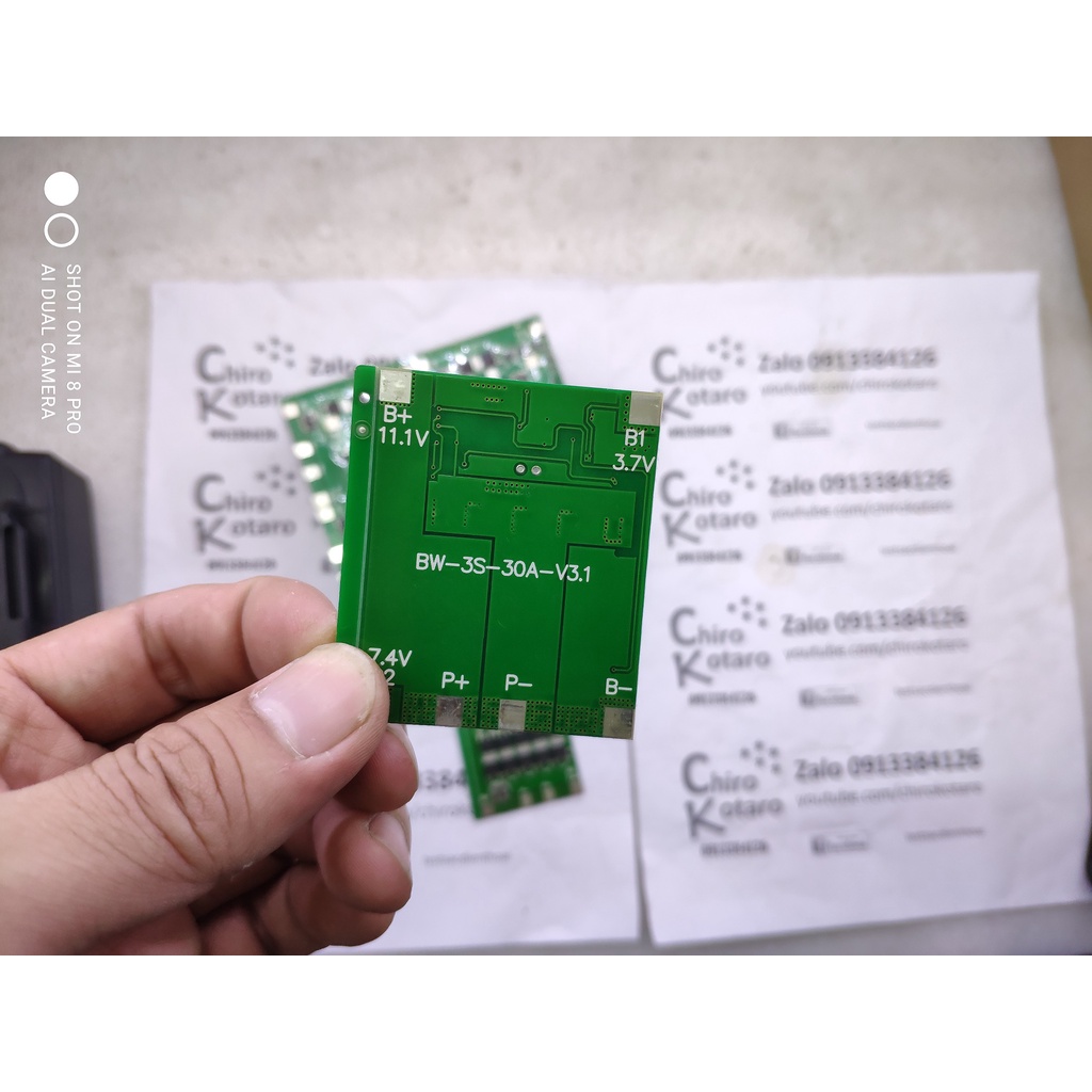 Mạch bảo vệ 3S 12V 30A dùng IC cho khoan, vit và cưa bảo vệ sạc, xả và ngắn mạch, có cân bằng pin