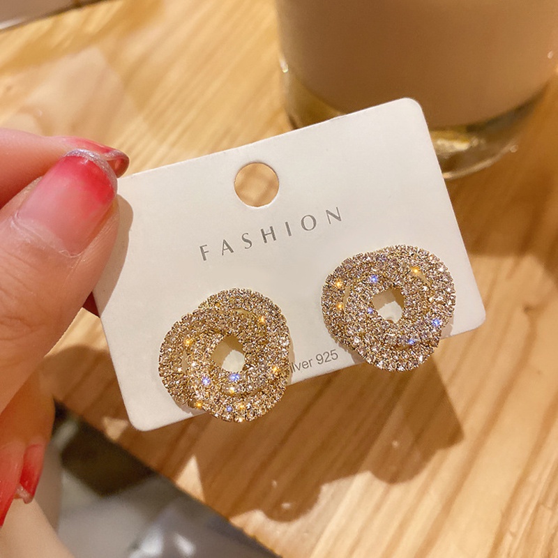 Khuyên Tai Kim Cương Xoắn Hình Học Hàn Quốc Dongdaemun YR