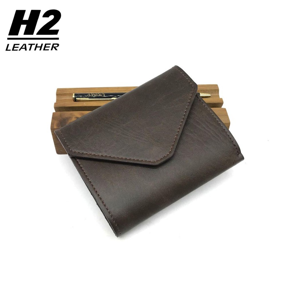 Ví nhỏ cúc bấm thời trang nhỏ gọn Đồ Da H2 VNPU002 (Nâu)