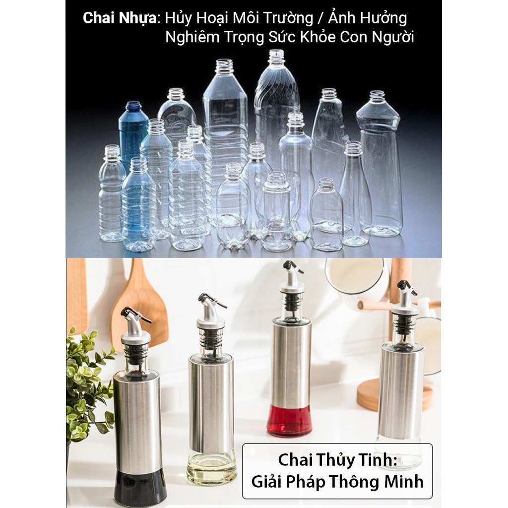 Chai Đựng Dầu Ăn, Nước Mắm, Nước Tương Thủy Tinh Bọc INOX - ĐẢM BẢO AN TOÀN CHO SỨC KHỎE | BigBuy360 - bigbuy360.vn