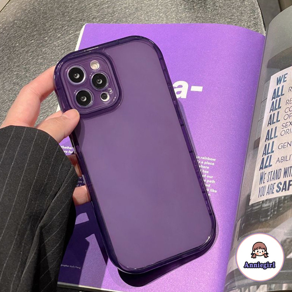 Ốp Điện Thoại TPU Dẻo Trong Suốt Màu Tím Kèm Túi Khí Chống Vỡ Cho IPhone 14 13 12 11 Pro Max X XS XR 8 7 Plus