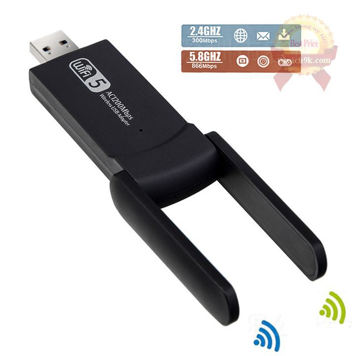 USB thu phát sóng wifi 2 râu AC1200M 5Ghz 2.4Ghz tốc độ 1200Mbps 3.0 chip RTL8812BU Foxconn