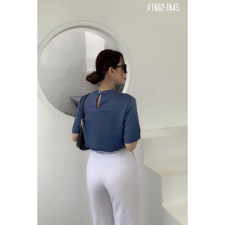 Thanh lý & Pass-  Áo Thun Lụa Cổ Trụ Màu Nâu